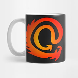 Fiery Flaming Hot Warm Fire Engine Red And Yellow Vignette @ At Sign Symbol Cyber Dragon Design Mug